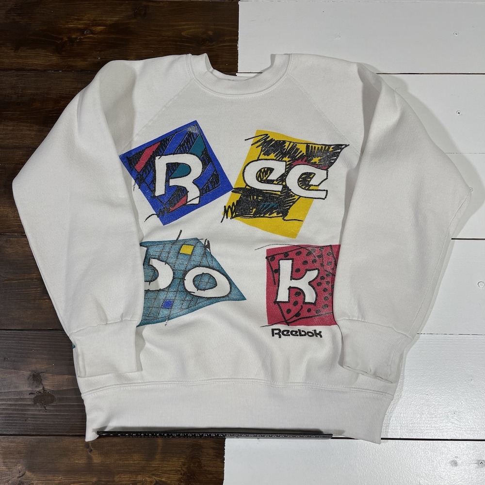 Vintage 80s Reebok Pop Art Sweatshirt‎ Mens Size Small